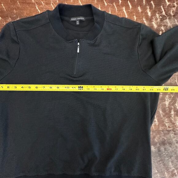 Robert Barakett XL Black Quarter Zip Textured Knit Pullover Sweater Stretch - Picture 4 of 10
